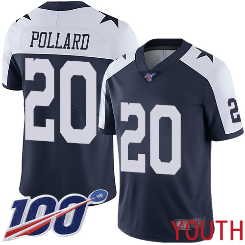 Youth Dallas Cowboys Limited Navy Blue Tony Pollard Alternate #20 100th Season Vapor Untouchable Throwback NFL Jersey->women nfl jersey->Women Jersey